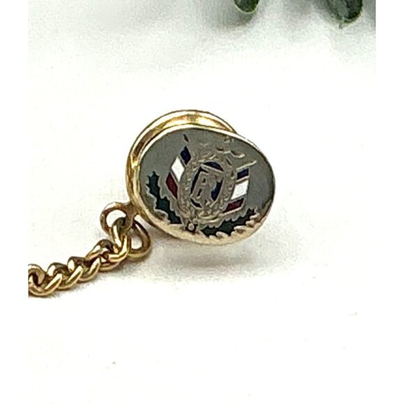 Vintage Gold-Toned Tie Tack With Chain & Bar - Picture 2 of 4